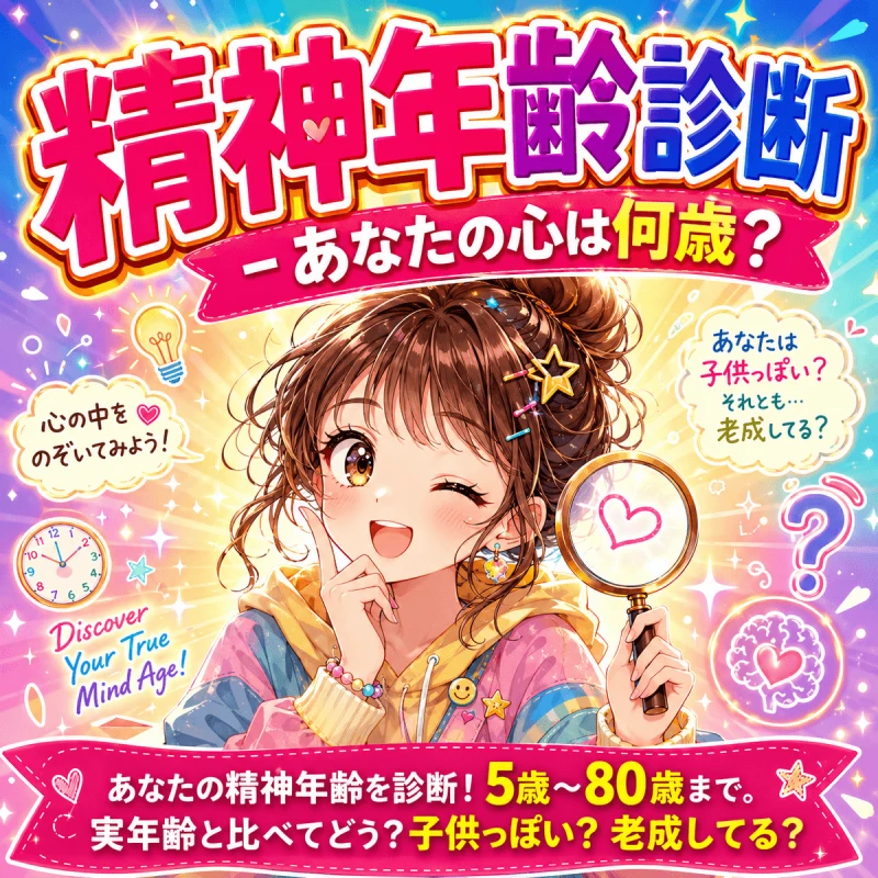 精神年齢診断テスト｜あなたは何歳？実年齢との差が衝撃的【無料】