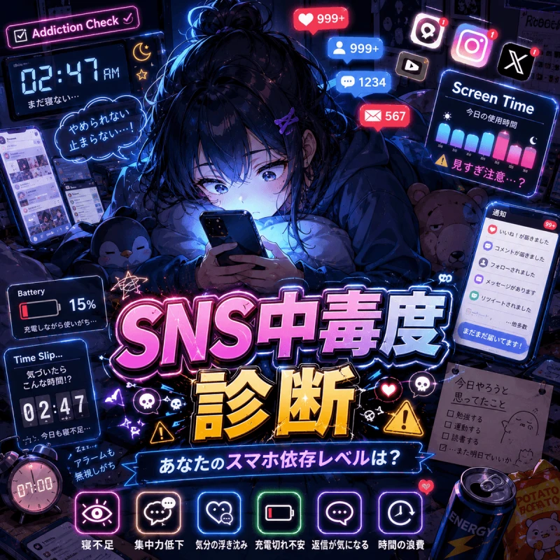 SNS中毒度診断 - あなたのスマホ依存レベルは？